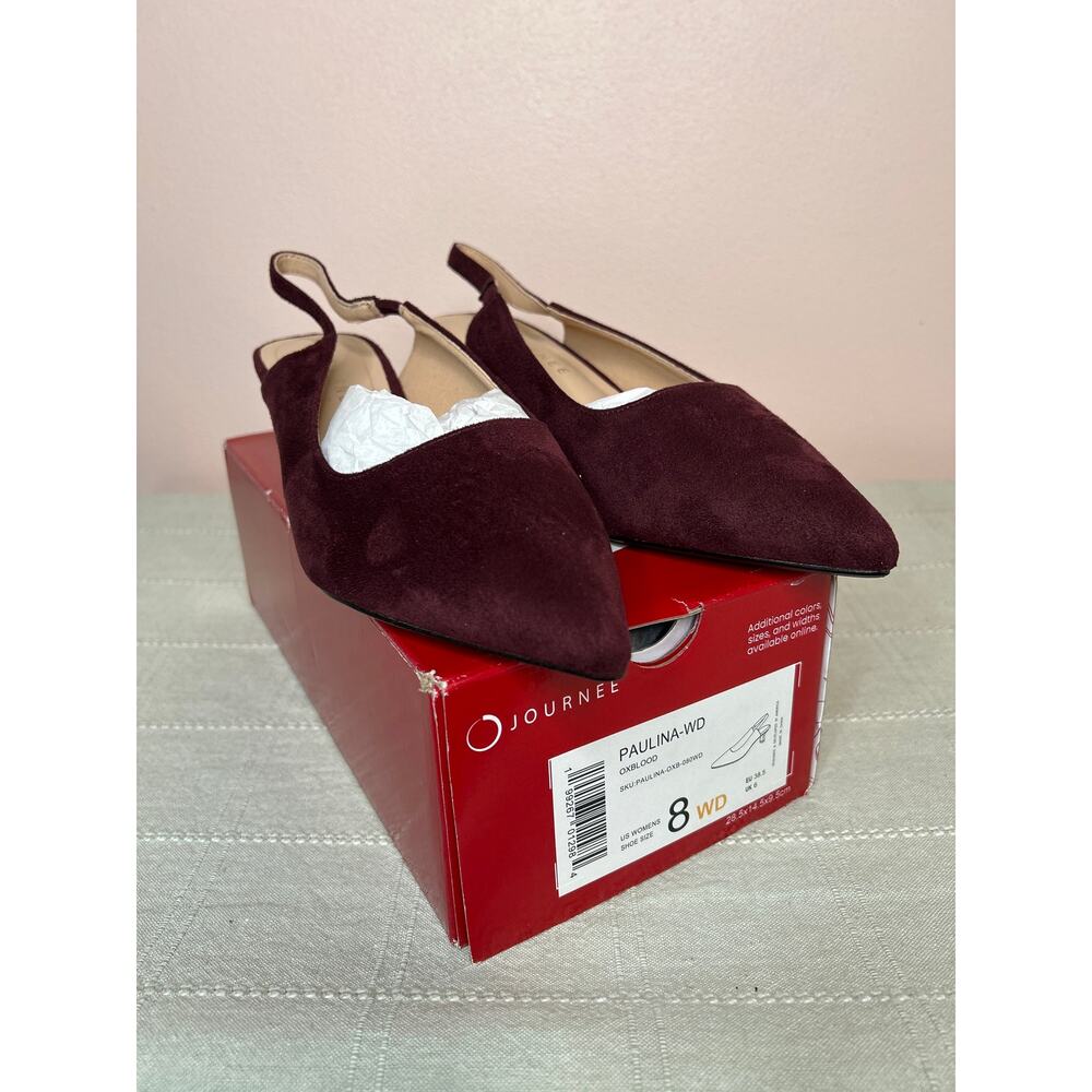Journee Collection Paulina Women's Oxblood Patent Slingback Kitten Heel Sz 8 WD - Picture 10 of 16